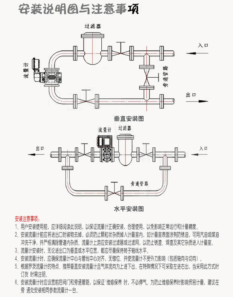 氣體容積式流量計(jì)安裝說(shuō)明圖